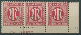 Bizone 1945 Amerik. Druck Mit Plattennummer 8 X Pl.-Nr. Unten Postfrisch (R6076) - Mint