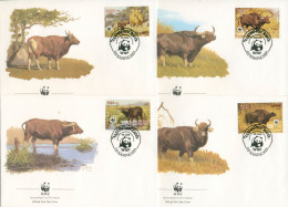 Kambodscha 1986 WWF Büffel FDC 823/26 (X30713) - Kambodscha