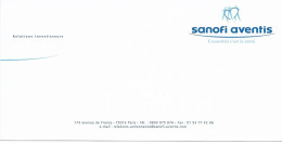 Carte De Visite SANOFI AVENTIS RELATION INVESTISSEUR RECTO FRANCE DOS ANGLAIS - Visitenkarten