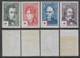 Finlandia Finland Suomi 1948 Red Cross Poets Composers  Mi N.349-352 Complete Set MNH ** - Unused Stamps