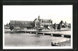 AK Marienburg / Malbork, Schiffsbrücke Mit Ortsansicht  - Westpreussen