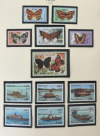 O)  1982 LAOS, BUTTERFLIES,  RIVER VESSELS -  RAFT, RIVER PUNT, HOUSEBOAT,  PASSENGER, FERRY, SELF PROPELLED BARGE,  MNH - Laos