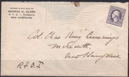 1919 3 Cents Washington, Pymouth New Hampshire Flag Cancel, Corner Card - Storia Postale