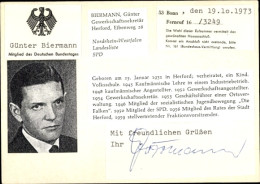 CPA Politiker Günter Biermann, Portrait, Autogramm - Figuren