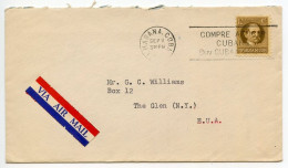 Cuba 1950's Airmail Cover; Habana (Havana) To The Glen, New York; Scott 307 - 10c. Tomas Estrada Palma - Brieven En Documenten
