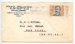 Cuba 1960's Cover; Habana (Havana) To The Glen, New York; Scott 828 - 3c. Vicente Mora Pera / Stamp Day - Brieven En Documenten