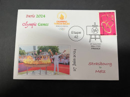 28-6-2024 (110) Paris Olympic Games 2024 - Torch Relay (Etape 42) In Metz (27-6-2024) With OZ Stamp - Zomer 2024: Parijs