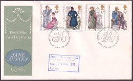 F-EX51274 UK ENGLAND FDC 1975 EDINBURGH JEAN AUSTEN LITERACY DRAWING. - 1971-1980 Decimal Issues