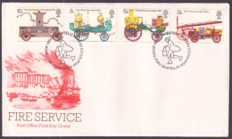 F-EX51258 UK ENGLAND FDC 1974 EDINBURGH FIRE SERVICE CAR FIREMAN.  - 1971-1980 Decimal Issues