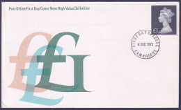 F-EX51247 UK ENGLAND FDC 1972 CAMBRIDGE £1 MACHIN DEFINITIVE.  - 1971-1980 Decimal Issues