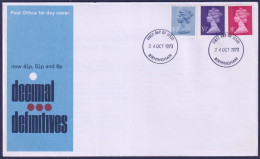 F-EX51254 UK ENGLAND FDC 1973 BIRMINGHAM MACHIN DEFINITIVE.  - 1971-1980 Decimal Issues