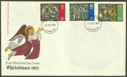 F-EX51239 UK ENGLAND FDC 1971 CAMBRIDGE CHRISTMAS NAVIDAD GLASS PAINTED.  - 1971-1980 Decimal Issues