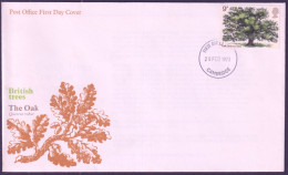 F-EX51248 UK ENGLAND FDC 1972 CAMBRIDGE BRITISH TREE OAK.  - 1971-1980 Decimal Issues