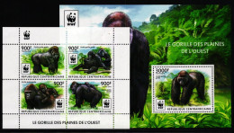 Zentralafr. Republik Block 1309 + 5460-5463 Postfrisch Gorillas, Affen #JV436 - Repubblica Centroafricana