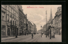 AK Mühlhausen I. Th., Steinweg Mit Litfasssäule  - Mühlhausen