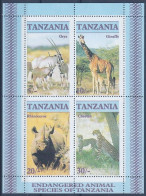 F-EX50721 TANZANIA MNH AFRICA WWF WILDLIFE RHINOCEROS CHEETAH ORYX GIRAFFE.  - Ungebraucht