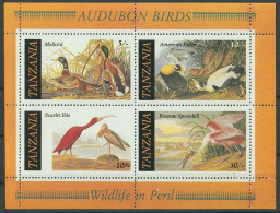 F-EX50725 TANZANIA MNH 1986 AUDUBON BIRD AVES PAJAROS OISEAUX VÖGEL BLOCK SHEET.  - Kraanvogels En Kraanvogelachtigen