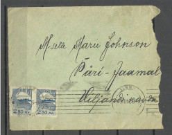 ESTLAND Estonia 1921 Domestic Cover To Päri Jaam (station) Via Viljandi Michel 28 As Pair. Roughly Opened - Estland