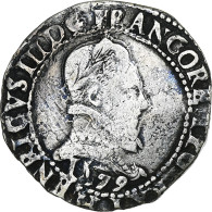 France, Henri III, Franc Au Col Plat, 1579, Argent, TB, Gadoury:496 - 1574-1589 Henri III