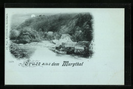 Mondschein-AK Gernsbach /Murgtal, Ortspartie Aus Der Vogelschau  - Gernsbach