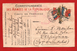 (RECTO / VERSO) CARTE CORRESPONDANCE DES ARMEES DE LA REPUBLIQUE EN 1914 - SECTEUR POSTAL 100 - TRESOR ET POSTES - Lettres & Documents