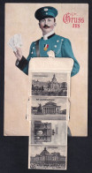 Leporello-AK München, Briefträger Mit Ansichten In Der Posttasche, Nationalmuseum, Altes Rathaus  - Postal Services