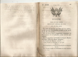 1859 EUGENE PRINCE DE SAVOIE - CARIGNAN  ORDONNE :.... LA CONGREGATION CENTRALE DE LOMBARDIE EST DISSOUTE ..... - Gesetze & Erlasse