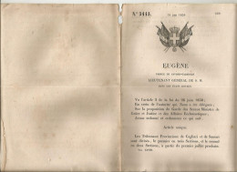 1859 EUGENE PRINCE DE SAVOIE - CARIGNAN  ORDONNE :.... LES TRIBUNAUX PROVINCIAUX DE GAGLIARI ET DE SASSARI SONT ..... - Gesetze & Erlasse