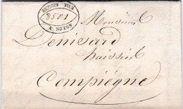 LAC De Noyon (60) Pour Compiègne (60) - 4 Juin 1835 - Sans Marque Postale - 1801-1848: Precursors XIX