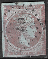 GREECE 1867-69 Large Hermes Head Cleaned Plates Issue 40 L Grey Mauve On Blue Vl. 40 A / H 28 A - Used Stamps