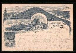 Vorläufer-Lithographie Inselberg, 1893, Panorama Von Tanzbuche, Preussischer Gasthof & Gothaisches Hotel  - Gotha