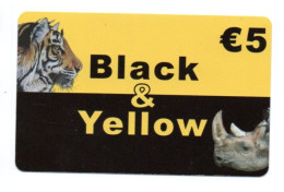 Black & Yellow Tigre Rhinocéros Carte Prépayée Italie Card  (T 522) - Cartes GSM Prépayées & Recharges