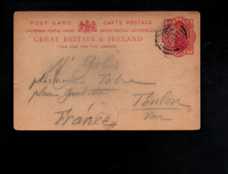 GB ENTIER CARTE POUR LA FRANCE 1900 - Storia Postale