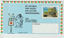 Guyana Aerogramme Trains Overprinted/surcharged 1988 Seoul Olympic Games Mint. Postal Weight 0,09 Kg. Please Read Sales - Estate 1988: Seul