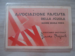 Tessera Associazione Fascista Scuola Media 1935 - Mitgliedskarten