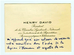 Henry DAVID Président La Chambre Syndicale Nationale Des Industries De Répartition Pharmaceutiques Et Vétérinaires_cv40 - Cartoncini Da Visita