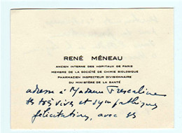 René MENEAU Membre De La Société De Chimie Biologique Pharmacien Inspecteur Divisionnaire Du Ministère De La Santé_cv48 - Cartoncini Da Visita