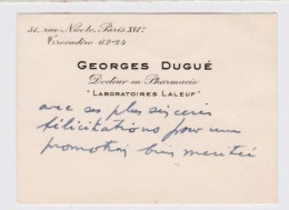 Georges DUGUE Docteur En Pharmacie Laboratoires LALEUF Paris _CV104 - Cartes De Visite