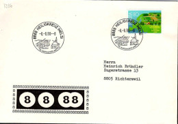 Suisse Poste Obl Yv:1296 Mi 1367 Yv:1,2 Euro(TB Cachet à Date) Heiligkreuz 8.8.88 - Covers & Documents
