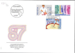 Suisse Poste Obl Yv:1284/1286 Commémorations Bern 4-9-87 Fdc - FDC