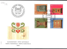 Suisse Poste Obl Yv:1276/1279 Pro Patria Meubles Rustiques Bern 26-5-87 Fdc - FDC