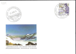 Suisse Poste Obl Yv:1267 Mi 1343A Jungfraujoch (TB Cachet à Date) 13-8-88 - Brieven En Documenten