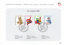 Suisse Poste Obl Yv:1260/1263 Pro Juventute Jouets Bern 25-11-86 Feuillet PTT Fdc - FDC