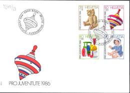 Suisse Poste Obl Yv:1260/1263 Pro Juventute Jouets Bern 25-11-86 Fdc - FDC