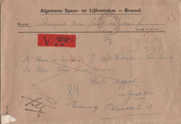 L. Valeur 1002fr Caisse D'Epargne Càd "BRUXELLES C1C/27-1-1954" Pour "Post Liggend" à GENT (au Dos: N°696+859 / Non-récl - Covers & Documents