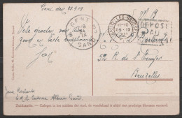 CP De Gent SM D'un Militaire De La Caserne Albert Pour BRUXELLES - Càd Fortune "GENT 3J/24 IX/GAND 3J" - [DEPOSE/* AU */ - Lettres & Documents