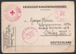 Carte Prisonniers "Kriegsgefangenensendung" 'STALAG XIII C" Daté 8.10.1940 Cachet "Croix Rouge De Belgique … De TIRLEMON - Guerre 40-45 (Lettres & Documents)