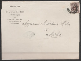 Bande Affr. N°44 Càd "BRUXELLES" Pour Notaire à MOHA (Huy) - 1869-1888 Lion Couché (Liegender Löwe)