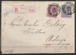 L. Recommandée Affr. N°46*48 Càd "BRUXELLES (R.CHANCELLERIE)/29 SEPT/1895" Pour Tailleur à UDANGE (Arlon) - 1865-1866 Profile Left