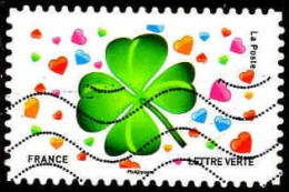 France Poste AA Obl Yv:1569 Mi:7015 Emoji Trèfles à 4 Feuilles (Lign.Ondulées) - Used Stamps